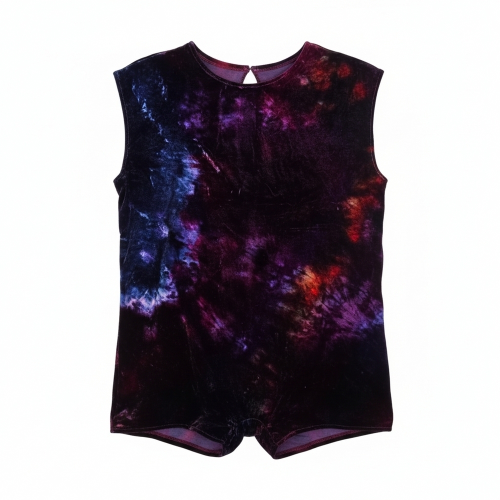 Free People Riverside Velvet Romper Purple Tie Dye Silk Blend Boho Small NWT - Picture 2 of 13